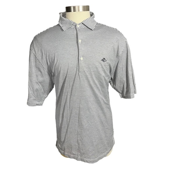 Fairway Greene Men Grey & Navy Striped Short Sleeve Golf Polo Sz XL 100% Cotton - Picture 1 of 11